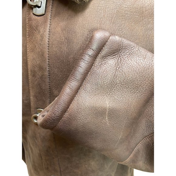 100% Authentic Salvatore Ferragamo Men's Lamb's Shearling Brown Jacket sz50 - Picture 9 of 16
